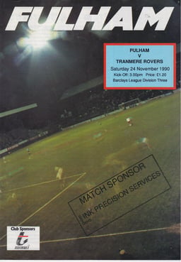 Fulham v Tranmere Rovers Match Programme 1990-11-24